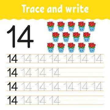 Learn Numbers. Trace and write. Winter theme. Handwriting practice. Learning  Stock Illustration