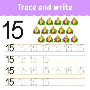 Learn Numbers. Trace and write. Winter theme. Handwriting practice. Learning  Stock Illustration