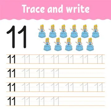 Learn Numbers. Trace and write. Handwriting practice. Learning numbers for ki Stock Illustration