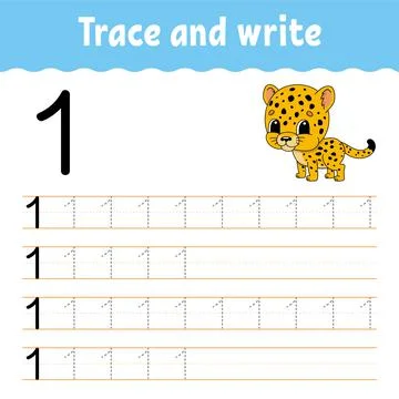 Learn Numbers. Trace and write. Handwriting practice. Learning numbers for ki Illustrazione stock