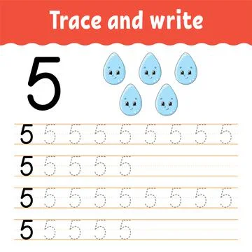 Learn Numbers. Trace and write. Handwriting practice. Learning numbers for ki Stock Illustration