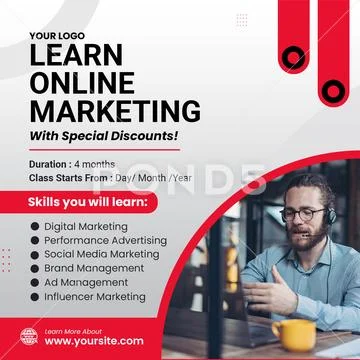 Learn online marketing with special discounts and skill building Plantilla PSD