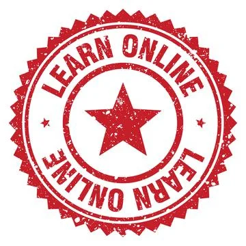 Learn online red grunge round stamp. learn online stamp Stock Illustration