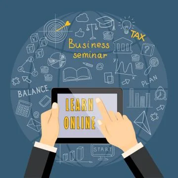 Learn online with tablet Stock Illustration