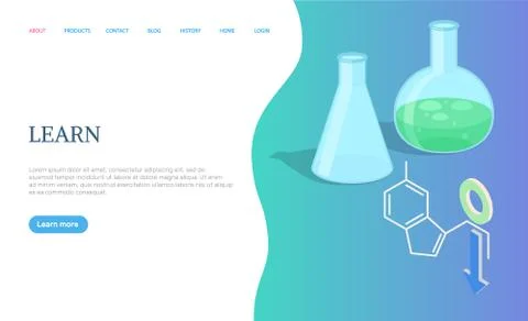 Learn Page, Science Items, Flask and Bulb Vector Illustrazione stock