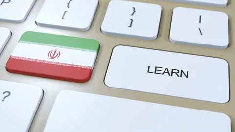 Learn Persian Language Concept. Online Study Courses. Button with Text on Vidéo 237885266