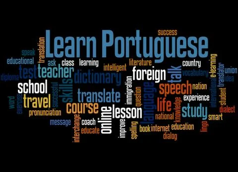 Learn Portuguese, word cloud concept Stock Illustration