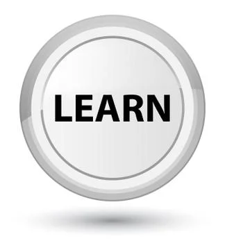 Learn prime white round button Stock Illustration