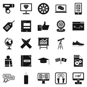 Learn programming icons set, simple style イラスト素材