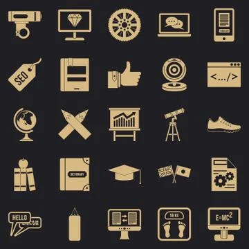 Learn programming icons set, simple style Illustrazione stock