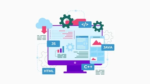 Learn programming languages on PC 4K Stock-Footage 343581265