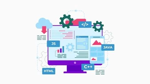 Learn programming languages on PC Stock Footage 343581264