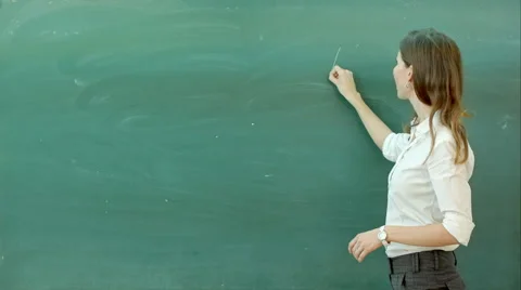 Learn science or chemistry formula confident beautiful woman teacher chalk 스톡 동영상 65779545