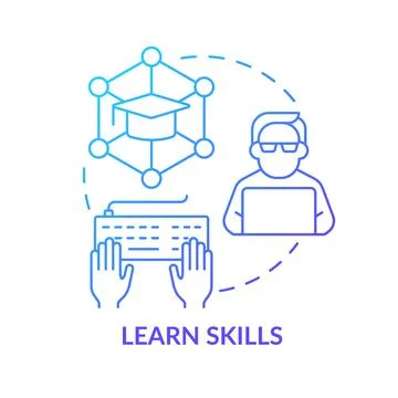 Learn skills blue gradient concept icon Illustrazione stock