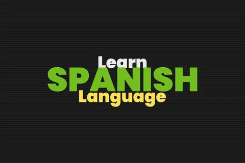 Learn Spanish language typography vector background design Stock Illustration