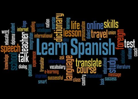 Learn Spanish, word cloud concept Stock Illustration