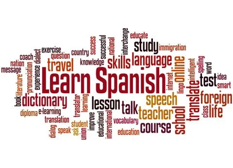 Learn Spanish, word cloud concept Stock Illustration