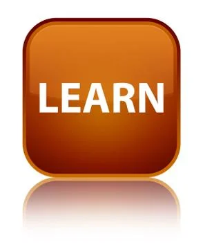 Learn special brown square button Stock Illustration