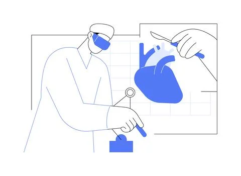 Learn surgery in VR isolated cartoon vector illustrations. Ilustración de archivo