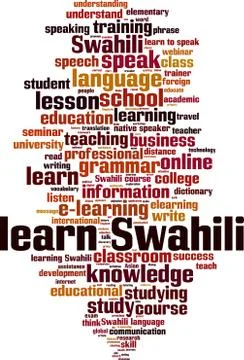 Learn Swahili word cloud Stock Illustration