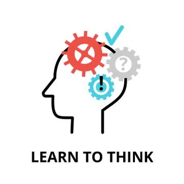 Learn to think icon, flat thin line vector illustration Illustrazione stock