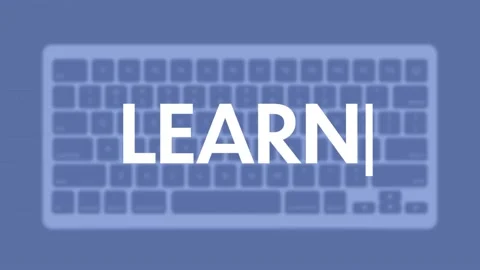 Learn title. Modern flat web template with keyboard template on gray background Stock Footage 205149283