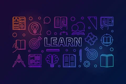Learn vector colored education horizontal illustration Stock Illustration