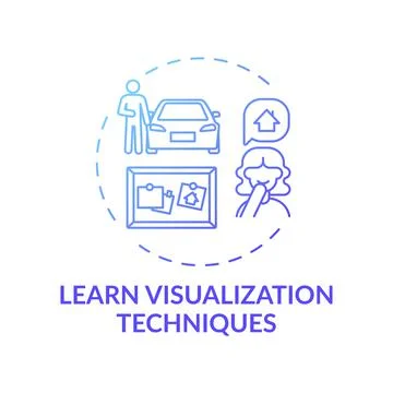 Learn visualization technique blue gradient concept icon Ilustración de archivo