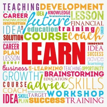 LEARN word cloud collage, education concept background Stock Illustration