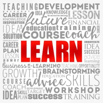 LEARN word cloud collage, education concept background Stock Illustration