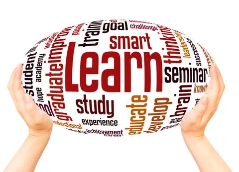 Learn word cloud hand sphere concept Stock Photos