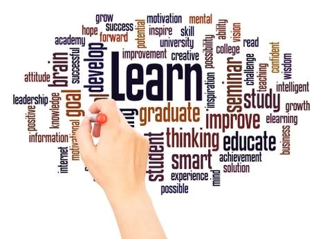 Learn word cloud hand writing concept Stock Photos