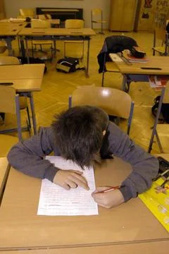  learn writing in elementary school, reading letters and writing words lea... Fotos de archivo