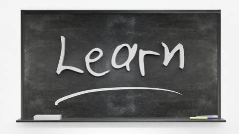 Learn written on blackboard Stock Photos