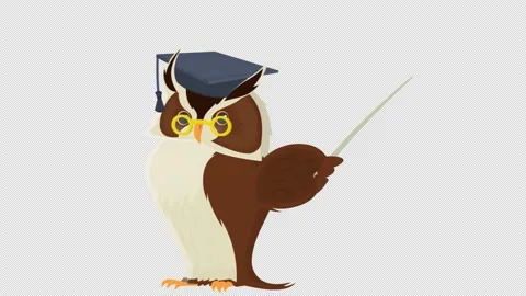 Learned owl. Animation of an owl with a pointer. Cartoon Stock Footage 190382265