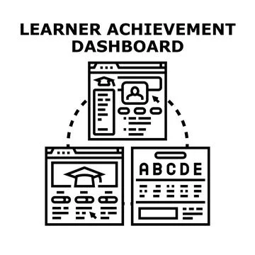 Learner achievement dashboard managing online education progress Stockillustratie