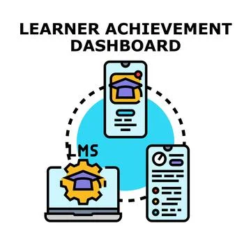 Learner achievement dashboard tracking learning management system Stock Illustration