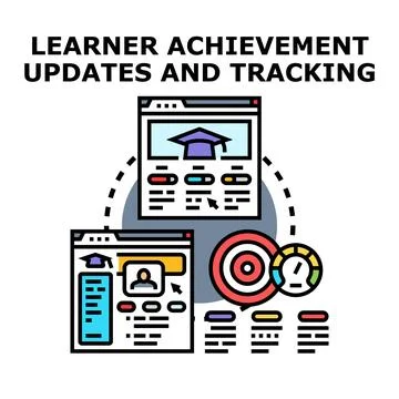 Learner achievement updates and tracking progress concept Stock Illustration