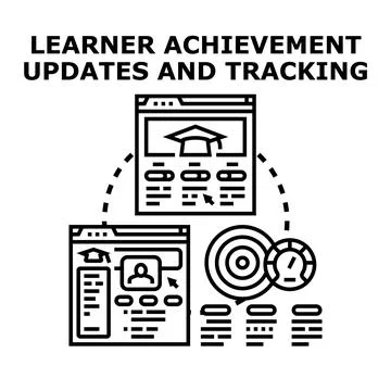 Learner achievement updates and tracking progress concept Stock Illustration