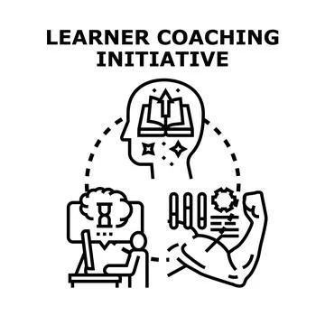 Learner coaching initiative developing success knowledge power Stock Illustration