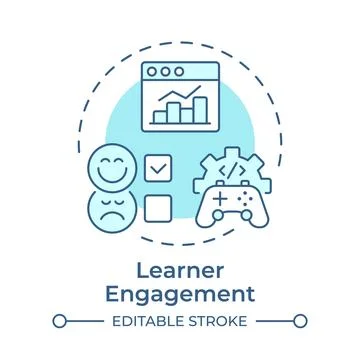 Learner engagement soft blue concept icon Stock Illustration