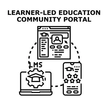 Learner led education community portal concept vector 스톡 일러스트