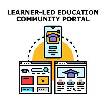 Learner led education community portal concept Stock Illustration