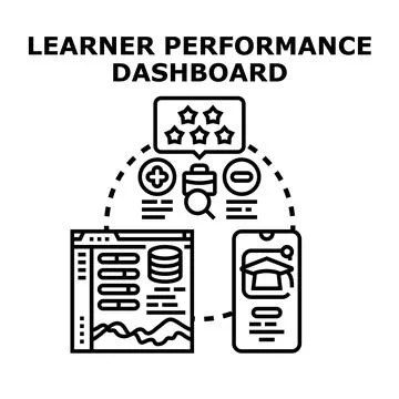 Learner performance dashboard concept depicting online education analytics Stock Illustration