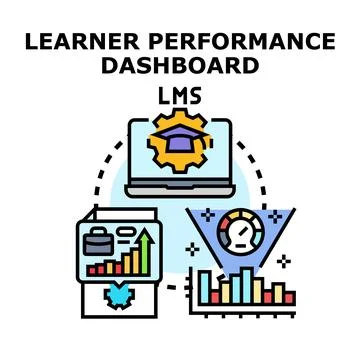 Learner performance dashboard lms analyzing education data Stock Illustration