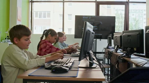 Learners Typing while Carrying out Individual Tasks in front of Computers Stock Footage 316482089