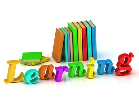 Learning 3d word colour bright letter on white background Illustrazione stock