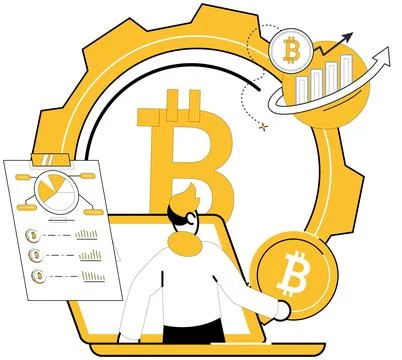 Learning About Bitcoin Dynamics and Blockchain Growth Stockillustratie