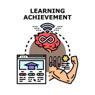 Learning achievement concept with online education and brain development Stock Illustration