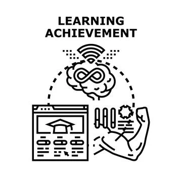 Learning achievement concept with online education and brain development Stock Illustration